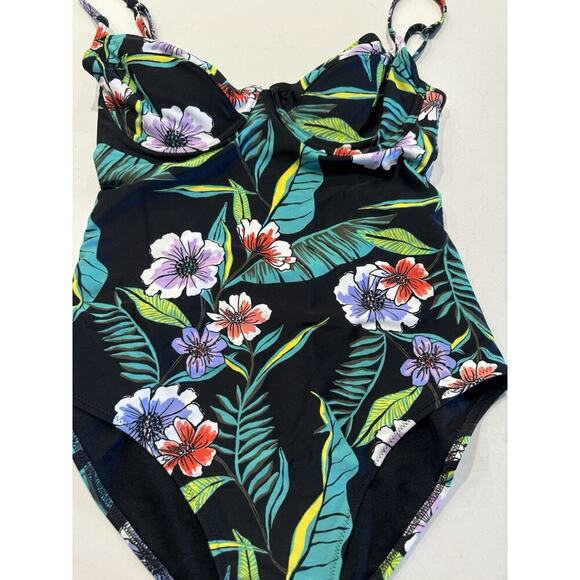 Old Navy Size Medium Tropical Floral Print One Piece Bathing Suit Underwire Swim - Picture 2 of 7